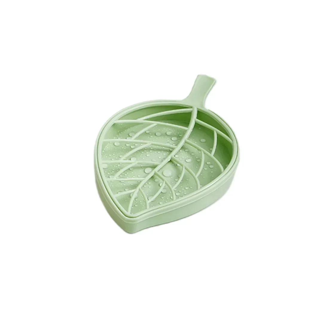 Leaf-Shaped Soap Dish 2 Layers Drain Soap Box Bathroom Dish Plate Case Home Shower Soap Holder Bathroom Accessories зелёный