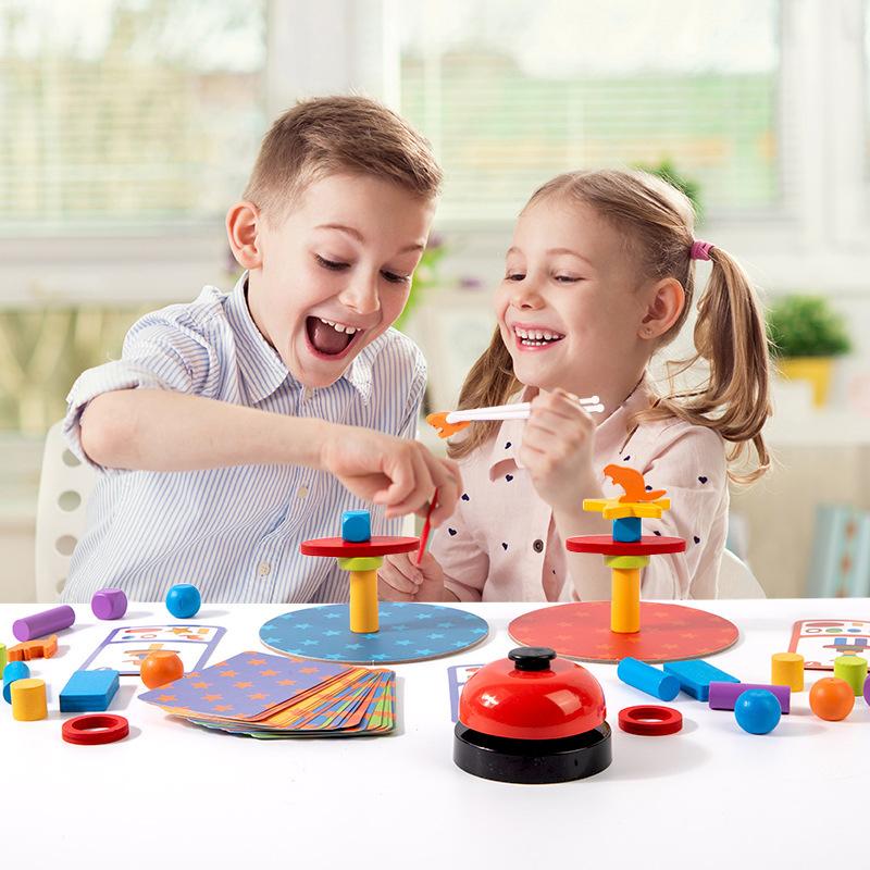 Montessori Game Wooden Board Game Tangle Puzzle Game for Two Players Hand-Eye Coordination with Chopsticks Balance Challenge Gif