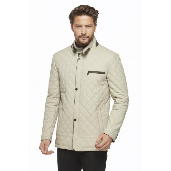 

Мужские куртки Мужское пальто из натуральной кожи Dario Beige Taffeta Regular Fit