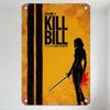 Kill Bill: Volume 2 Vintage Tin Sign Wall Mountable Metal Poster with Sword - Wielding Woman & Blood Splatter Design for Home Ba