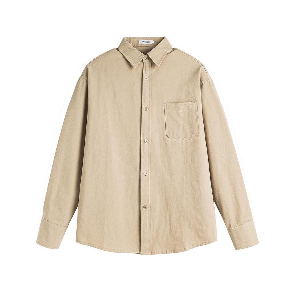 Simple and versatile handsome shoulder sleeves long-sleeved shirt autumn and winter men's cotton shirt