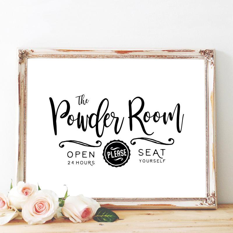 Modern Bathroom Sign Prints Canvas Painting Posters Powder Sign Wall Art Pictures For Farmhouse Hotel Restroom Room Home Decor