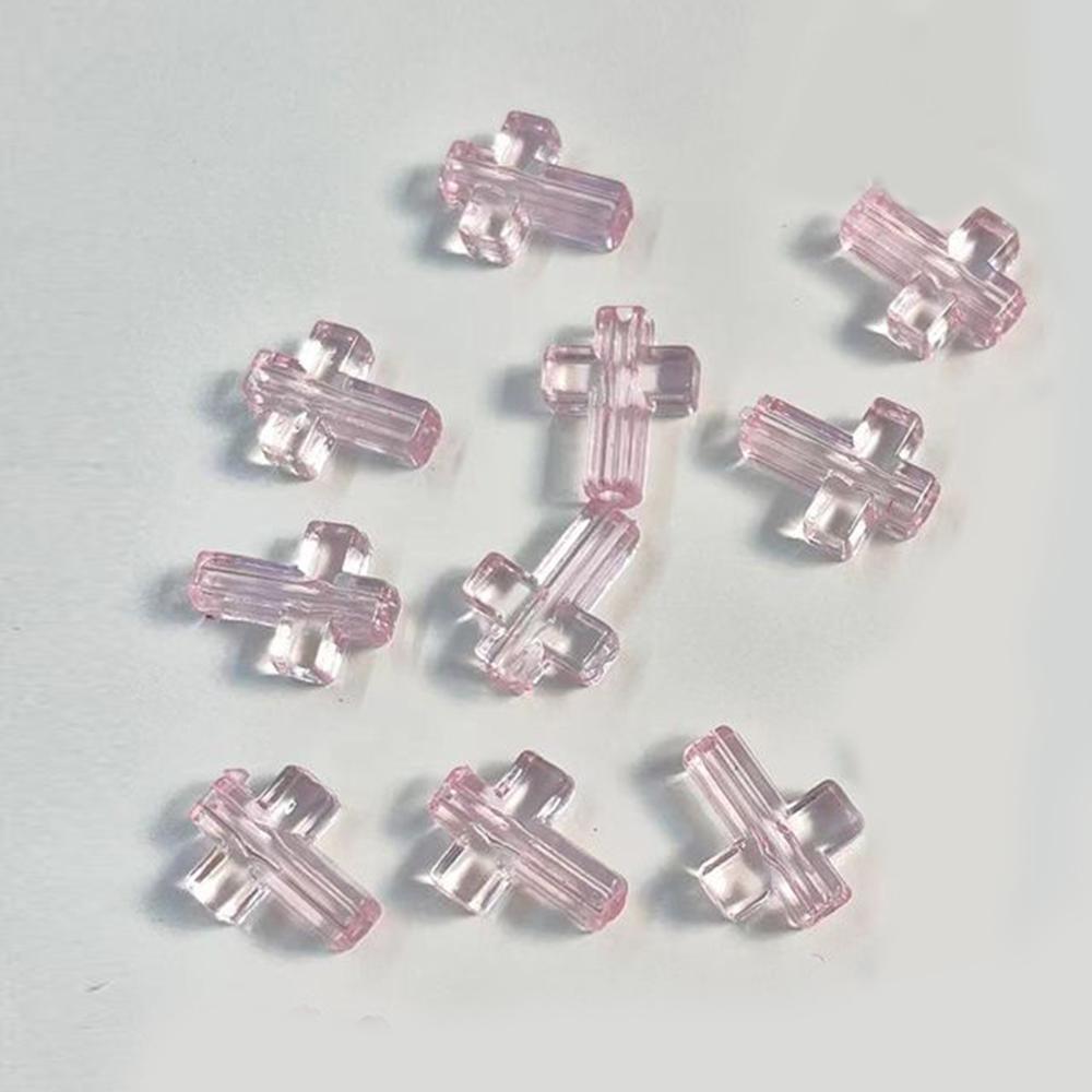 

10Pcs Transparent Cross Accessory Packaging Material Cross Bead Diy Card Bag Accessory Bracelet Necklace Accessory рожевий