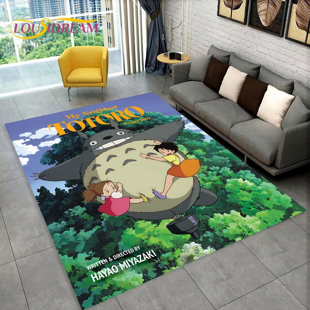 Cartoon My Neighbor T-Totoro Anime Area Rug,Carpet Rug for Living Room Bedroom Sofa Doormat Decoration,Kid Non-slip Floor Mat 3D