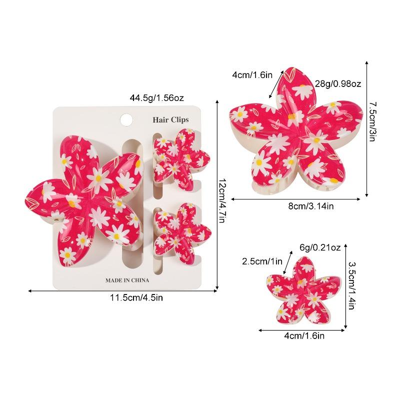 Printed Flower Clip Set High-end Seaside Vacation Flower Hair Clip Shark Clip Hair Accessory
