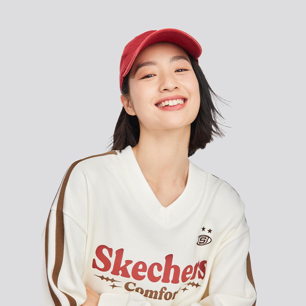 Skechers Striped Outdoor Casual Sports Logo Letter Print Pattern Pullover Long Sleeve Sweatshirt Unisex Sweatshirt Off-White L424U047-0074