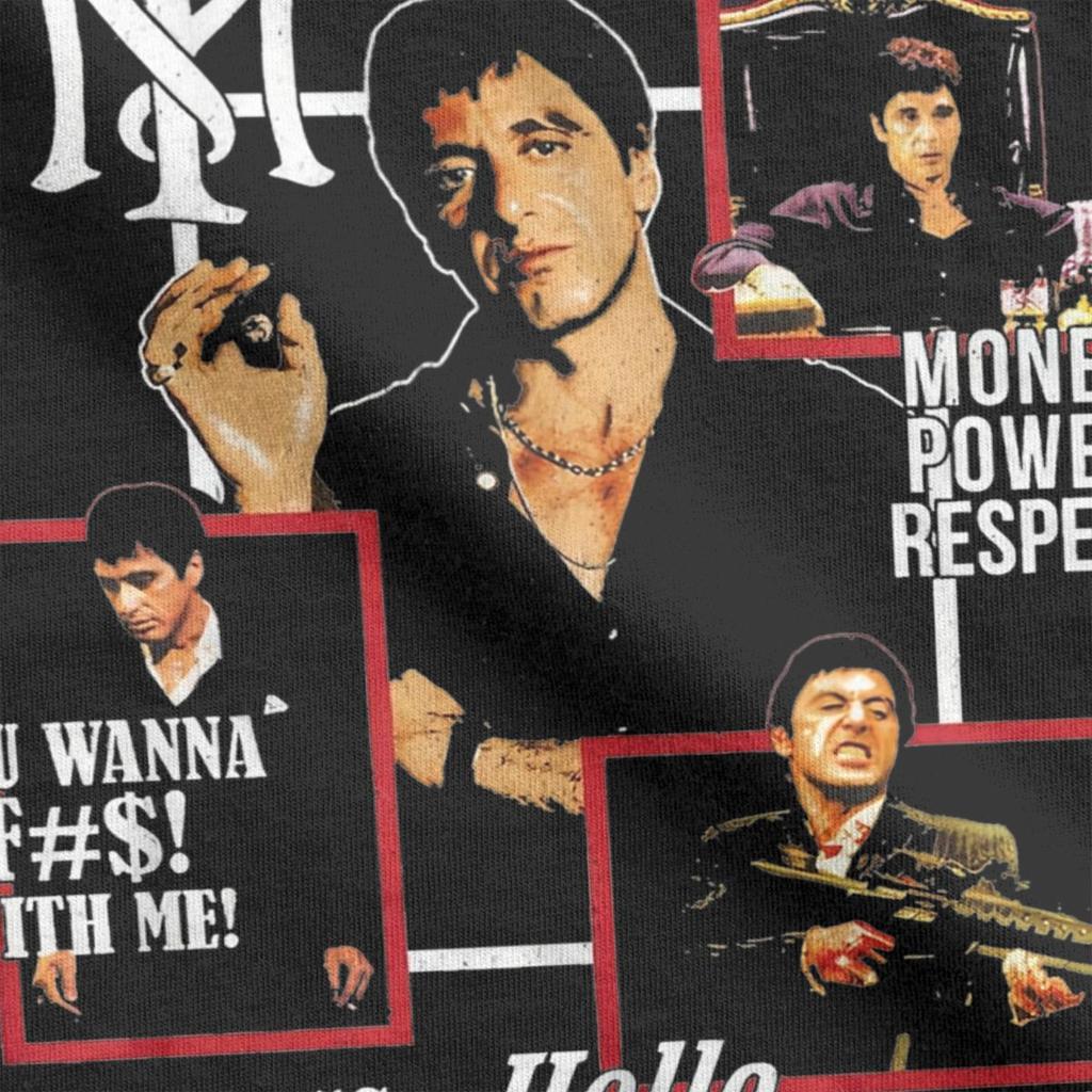 Scarface T Shirts Men's Cotton Vintage T-Shirt Round Neck Movie Tees Short Sleeve Clothes Gift Idea