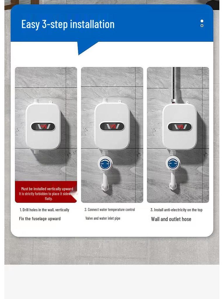 Instant Electric Tankless Water Heater for Home Shower - Fast Heating & Constant Temperature