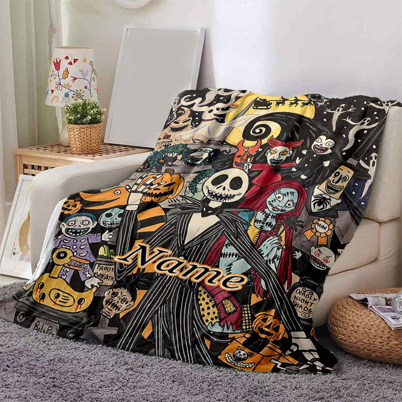 Custom 1pc Halloween Nightmare Collage Blanket, Soft And Comfortable Blanket, Casual Warm, Camping Travel Blanket, Birthday Gift Q91091