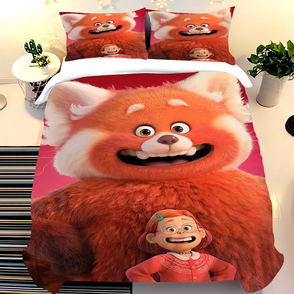 Pixar Red Panda Bedding Sets Duvet Cover Set King Size Children'S 3-Piece Set 1 Quilt Cover 100% Polyester Home Comforter