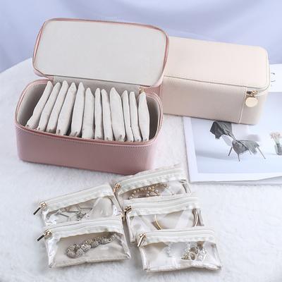 Boîte à Bijoux de Voyage Grande Capacité Fermeture Éclair Imperméable Coque Dure Doublure Douce Organisateur de Rangement pour Bagues Boucles d'Oreilles