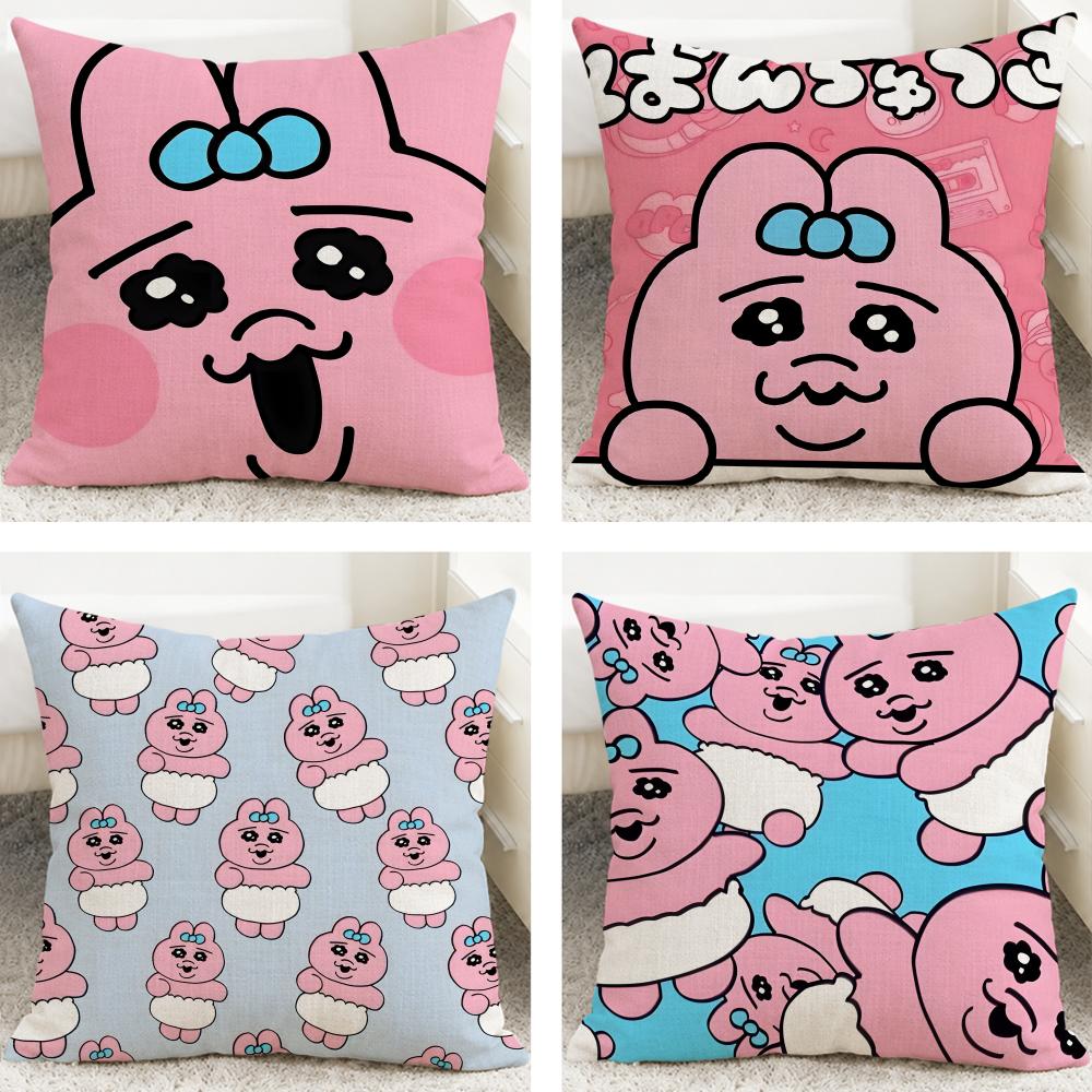 Character Opanchuusagi Cushion Cover Cushion Covers Natural Linen Breathable Sofa Bedroom Decor Pillowcase