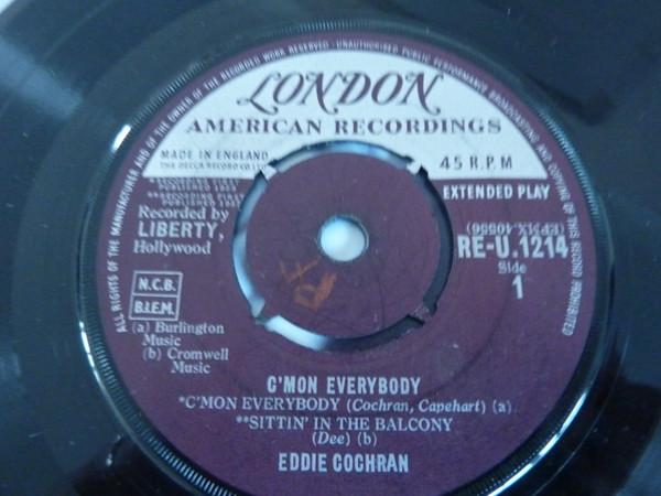 

7inch Record EDDIE COCHRAN Cmon Everybody REU1214 London Records 1960 UK Rock Used