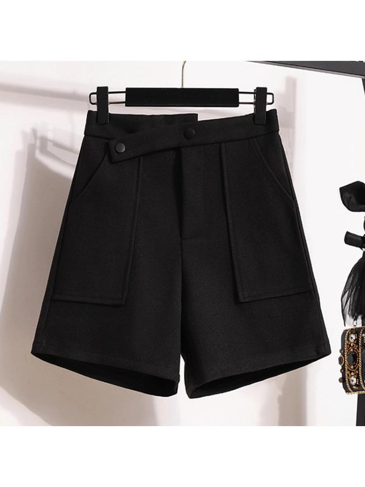 Women's Woolen Bootcut Shorts – Autumn/Winter 2025 Collection, European Style, Wide Leg, Plus Size, Hot Selling