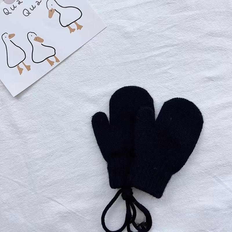 Wolle Baby Winterhandschuhe Candy Color Halfter Kinderfäustlinge für Kinder Mädchen Jungen Accessoires Warme gestrickte Kinderhandschuhe