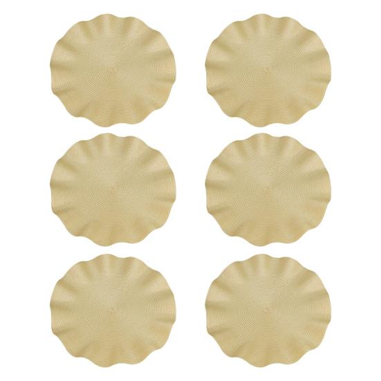 

6 шт./компл. круглых салфеток под приборы, набор, плетеный дизайн, моющийся нескользящий обеденный коврик, гофрированный край, термостойкий коврик для стола 6pcs
