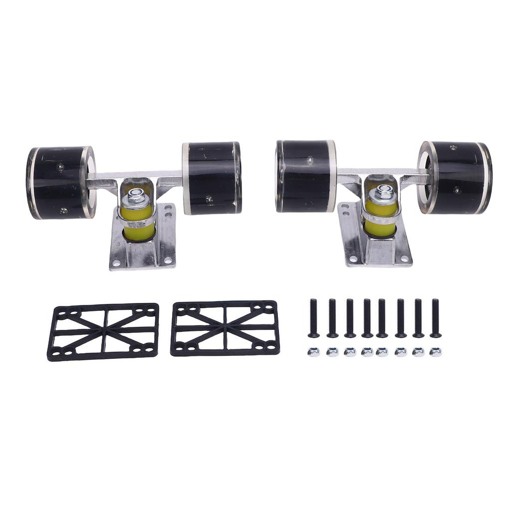 1 Pair Skateboard Trucks and Wheels PU Longboard 3.2 Inch Trucks Wheels Combo Set for Cruiser Aluminum Alloy 55x45mm