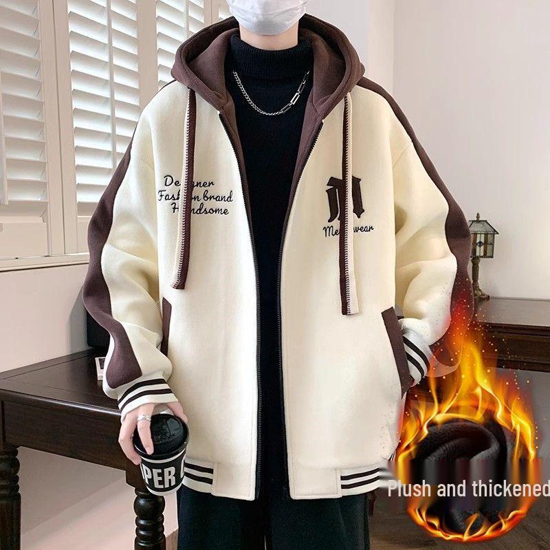 Hooded Casual Baseball Jacket for Teen Boys and Men's 2024 Stylish Outerwear