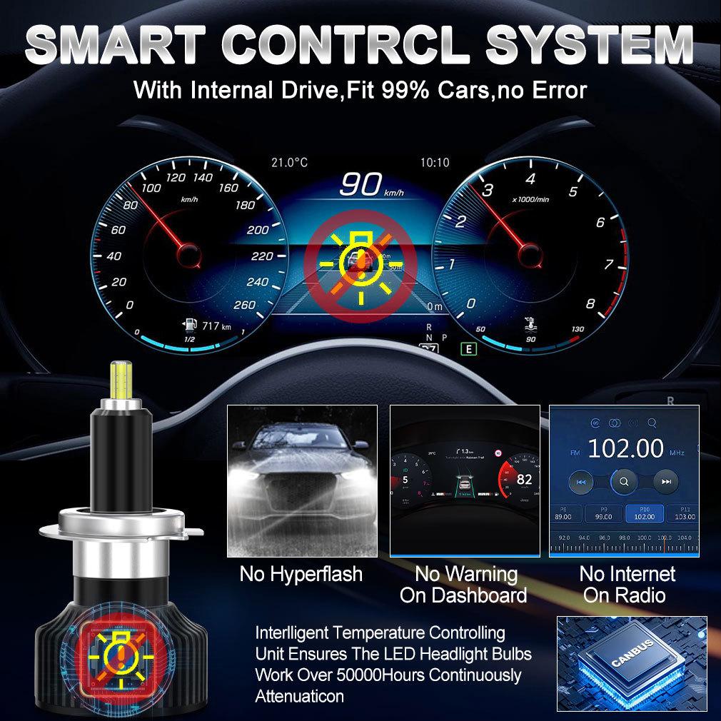 2Pcs 6 Sides H7 LED Headlight Bulbs 360 Degree 3D 20000Lm H1 LED H11 H8 H9 9005 9006 9012 HIR2 Auto Lamp Turbo Car Headlamp 6500K White 12V