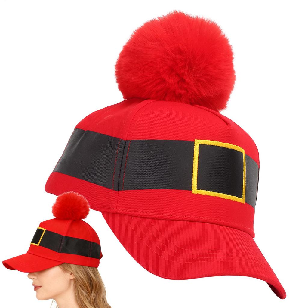 54-60cm Red Santa Baseball Hat Winter Holiday Adjustable Headwear Holiday Baseball Caps for Costume Parties Cosplay Events