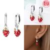 Earrings 925 Silver Sunflower Doughnut Strawberry Flower Cherry Earrings Jewelry Women Anniversary Gift