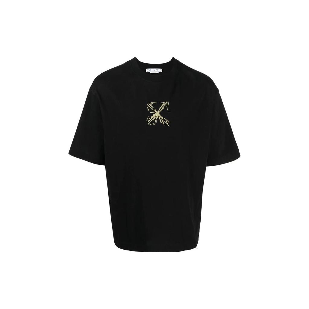 Off-White Splash Arrow Over Skate Short-Sleeve Tee Black/Beige Men Tops OMAA120S23JER0021017
