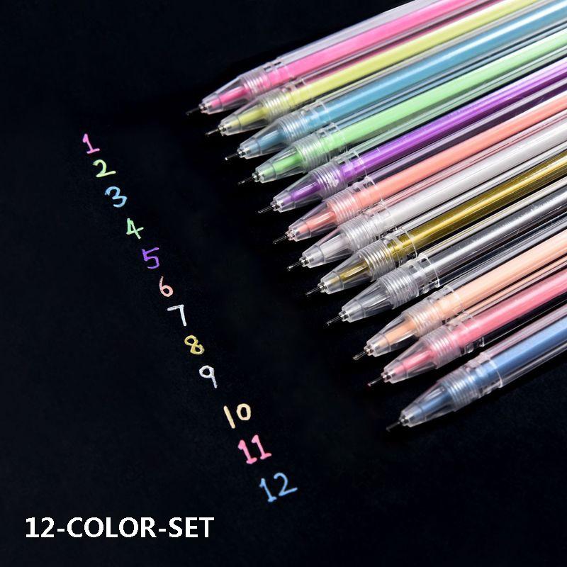 12PCS/Box Color Gel Pen Set Kawaii 0.5mm Ballpoint Pens School Office Supplies Korean Stationery