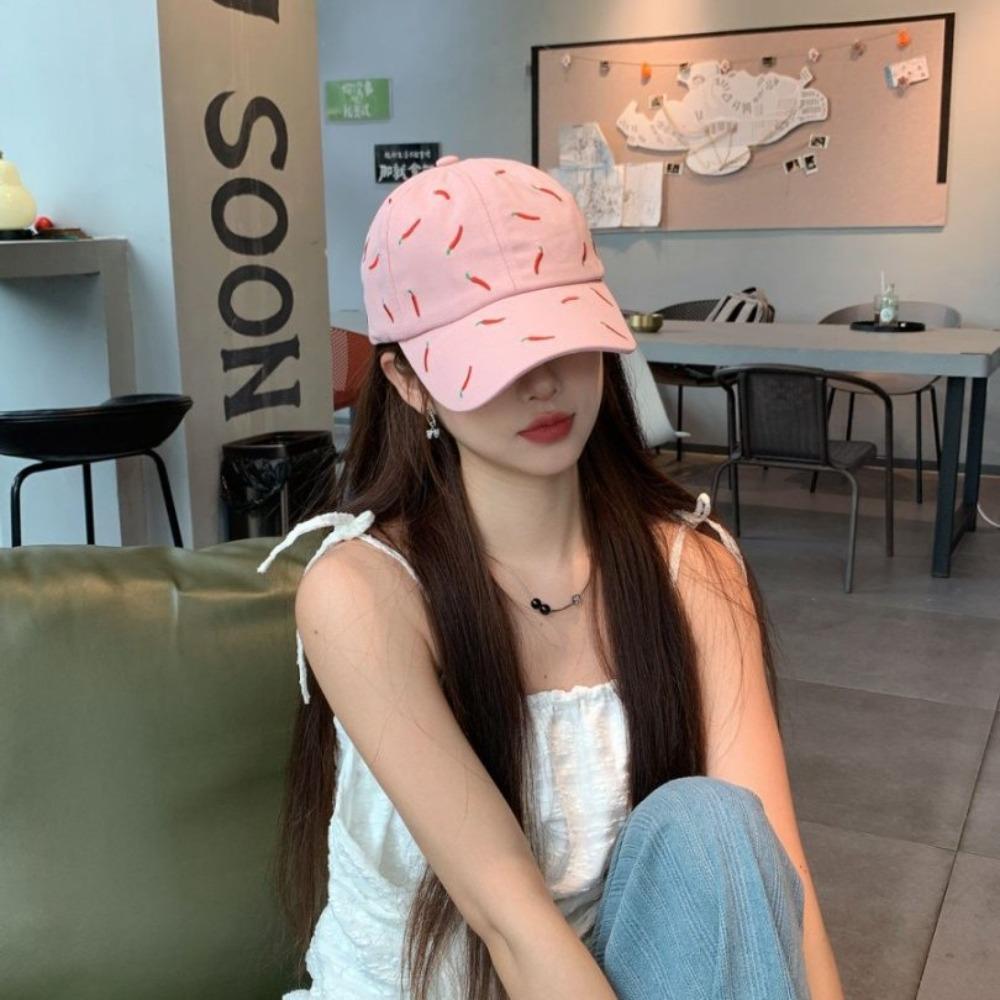 Peaked Red Pepper Hat Creative Cotton Baseball Cap Casual Chili Embroidered Baseball Cap  Men