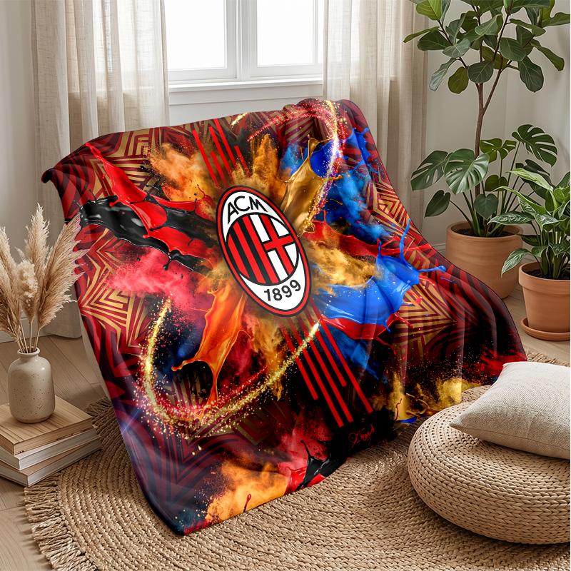 AC Mailand Thema Decke Weiche Flanelldecke Plüsch Überwurfdecke Gemütliche Sofa Bettdecke für Heimdekoration