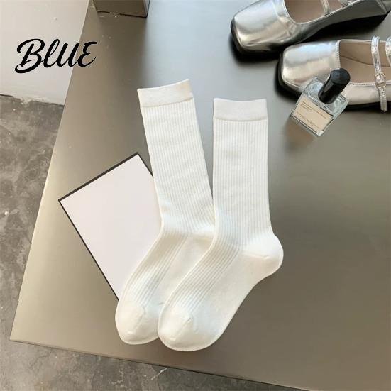 Cotton Crew Socks Women Socks Ribbed Knit for Autumn Winter Minimalist Solid Comfortable Daily Wear Color Soft Breathable Stretchy Casual