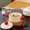 Cream Wind Light Luxury Anti-Scalding Binaural Bowl Ceramic Bowl With Cover Student Dormitory Instant Noodles Wordy Powder Household Soup Bowl