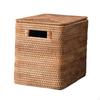 Cesta de Armazenamento de Rattan com Tampa Recipiente com Tampa Tecido à Mão