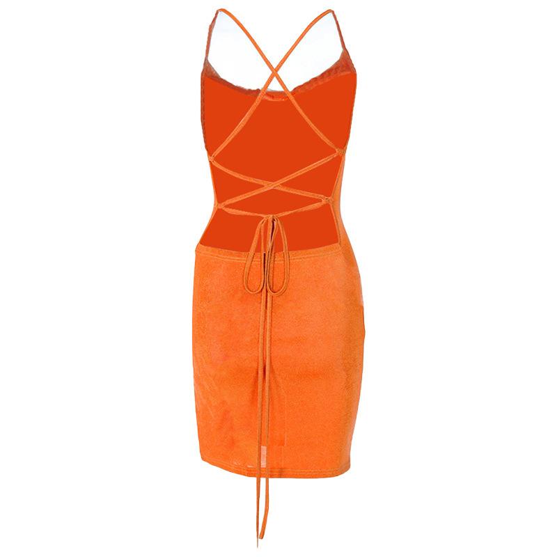 Dámská móda Sexy minišaty, jednobarevné špagetové pásky, šněrování, úzké šaty s rozparkem, červená černá