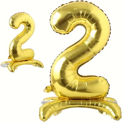 Palloncini in Foil a Forma di Numero Dorati da 32" Autoportanti 0-9 Finitura Metallizzata Lucida, Perfetti per Feste di Compleanno, Anniversari e Decorazioni per Stanze, Palloncini di Compleanno