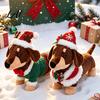 Holiday Themed Soft Toy Christmas Dachshund Plush Toy Cute Dog Stuffed Animal with Santa Hat Sweater Sweater Decor Ornament for Home Shelf Display,