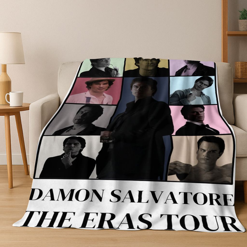 26 Stil The Vampire Diaries Damon Salvatore Flanelldecke, Warme und Gemütliche Weiche Überwurfdecke für Zuhause Schlafzimmer Bett Sofa Abdeckung