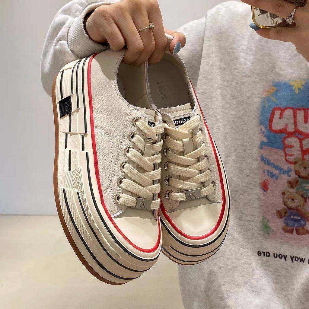 New thick-soled heightening niche design casual canvas shoes women's versatile fashion trendy shoes board shoes single shoes
