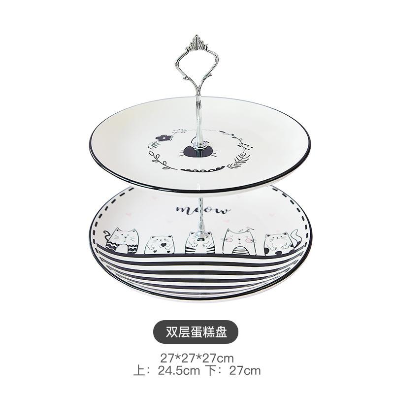

Fruit Plate double Layer Home Living Room Stainless steel Snack Dish Creative Dried Fruit Basket Candy Dish Cake Stand Salad Bow