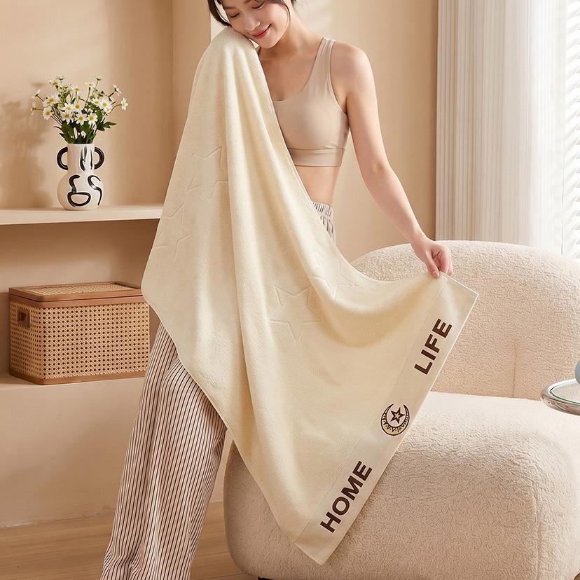 Bath Towels Cotton Thickened And Enlarged Bath Towels Household Absorbent Adult Bath Towels Beach Cotton Quick-Drying Polyester Cotton Bath Towels