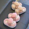 Winter Children Cotton Slippers Boys Girls Warm Anti Slip Home Slipper Fashion Cute Cartoon Alpaca Kids Parent-Child Plush Shoes
