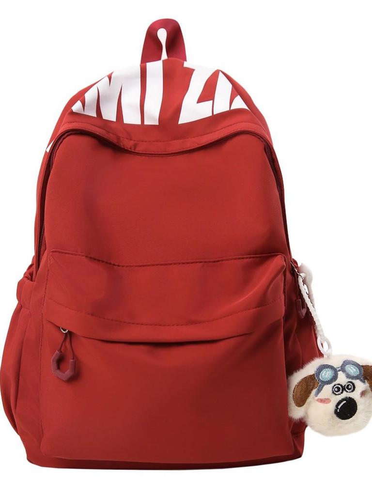 Versatile Letter Print Backpack for Students - Large Capacity for Junior High, High School, University, and Commuting.