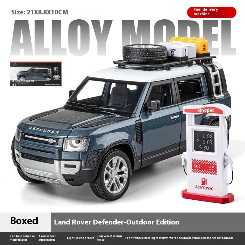1:24 Land Rover Defender SUV Off Road Vehicle Alloy Diecast Sound & Light Car Model Collection Ornaments Toys With Children Gift