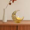 Moon Shaped Candle Holder Metal Candlestick Eid Mubarak for Hotel Party Supplies Housewarming Festival Prayer Votive Candle