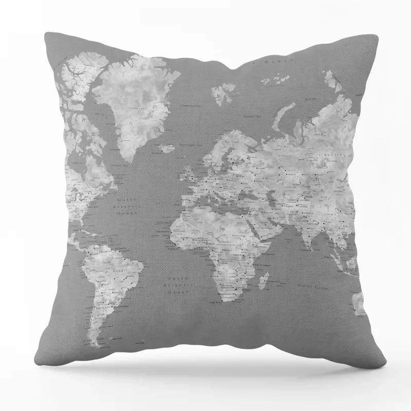 Nordic Minimalist Gray Geometric Printed Pattern Square Cushion Cover for Home Living Room Sofa Chair Decorative Pillowcase