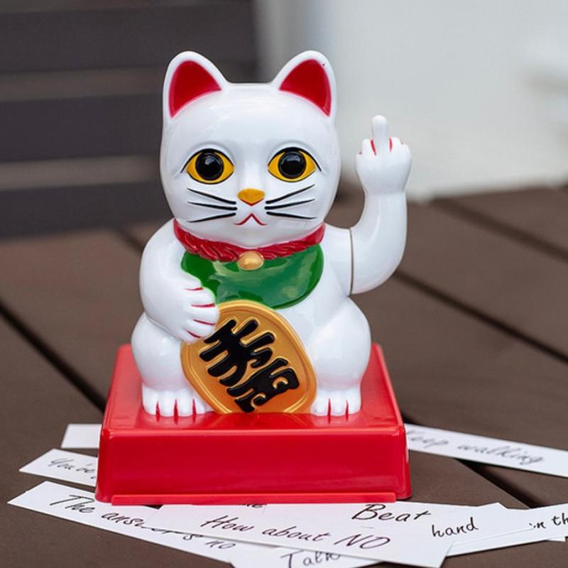 Chinese Lucky Cat Wealth Wave Wealth Personality Dark Edition Vertical Middle Finger Welcome Cat Home Crafts