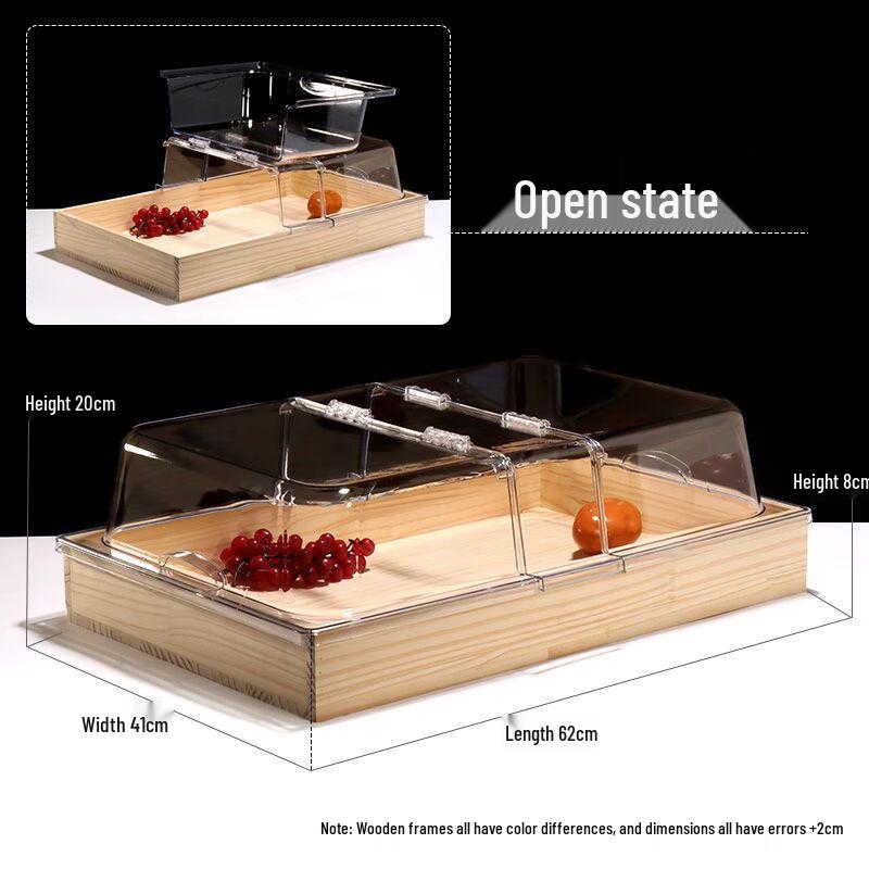 Wooden Bakery Display Tray with Clear Lid