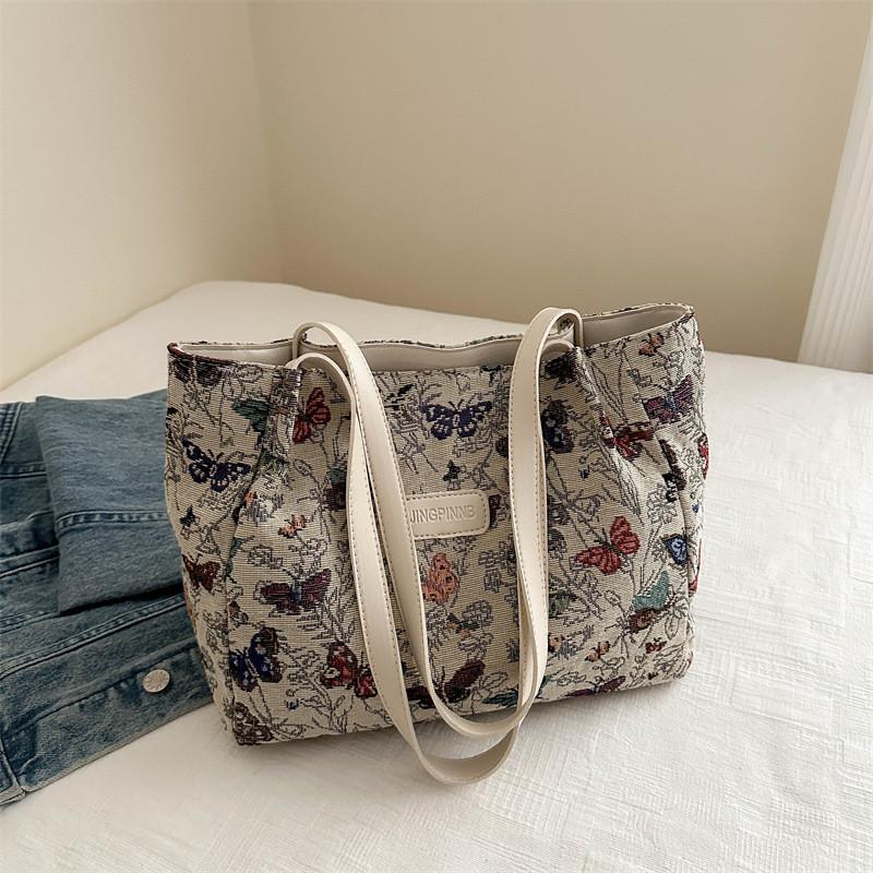 Chic 2024 New Black And White Canvas Tote Bag With Zipper For Daily Use