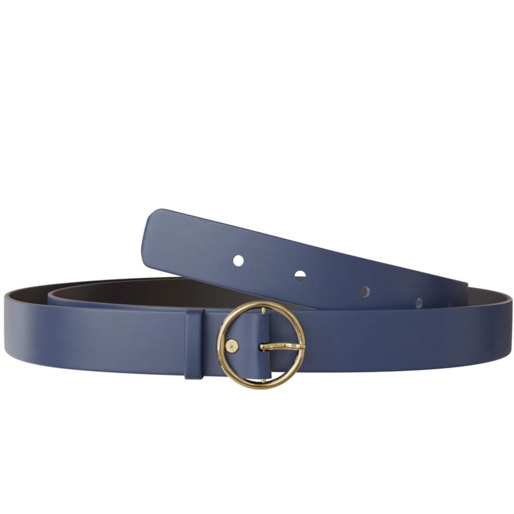 Women's Leather Belt with Gold-Colored Buckle 30645