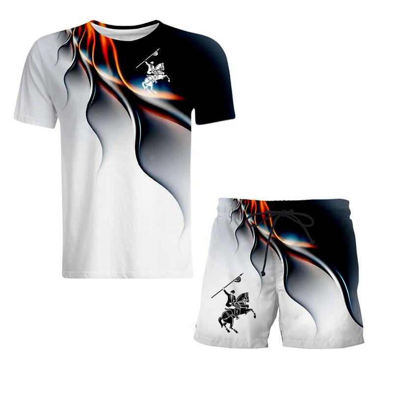 

Мужская мода Летняя футболка O-Образный вырез + шорты Спортивные костюмы 2 шт Комплект с коротким рукавом Спортивный костюм