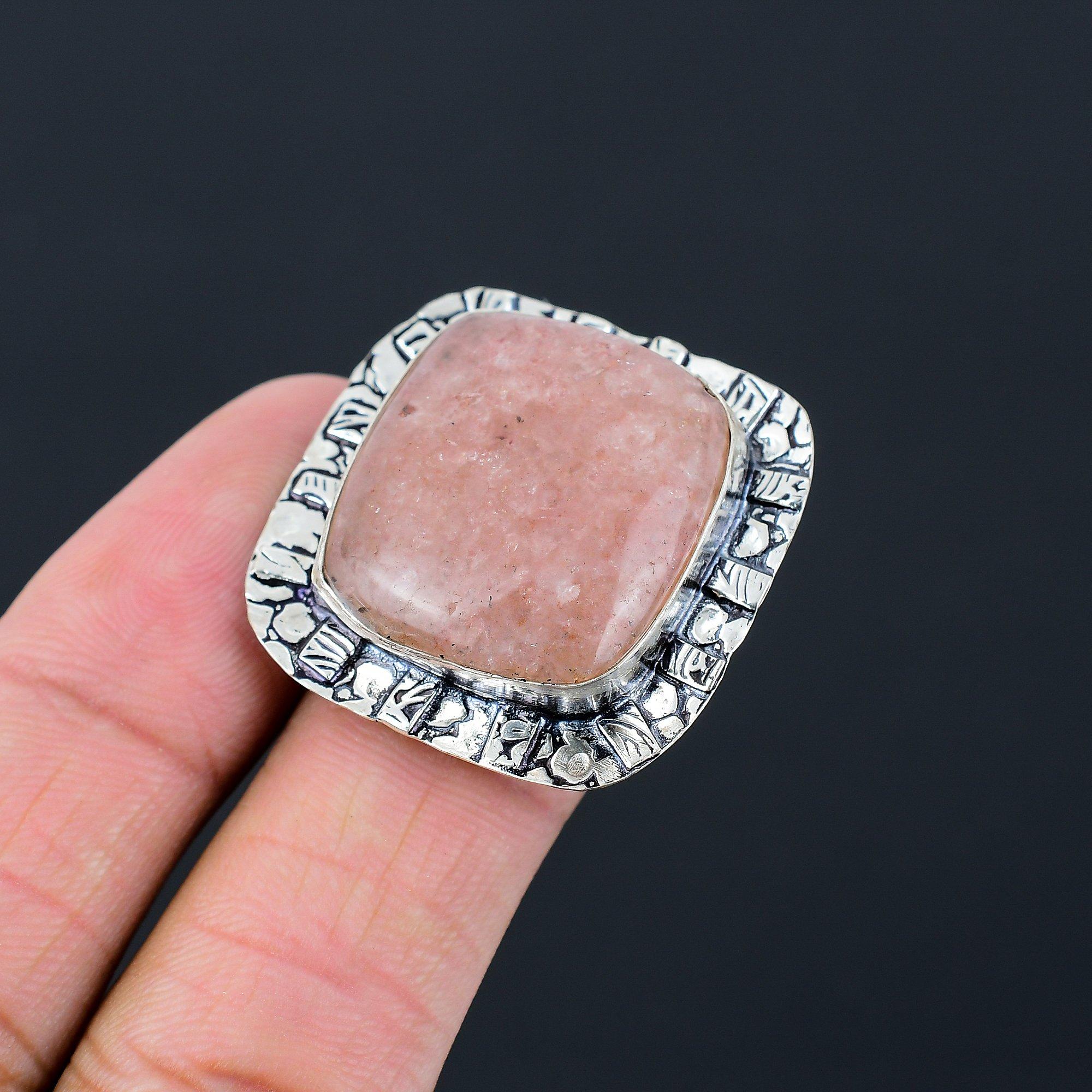Easter Sale 925 Silver Strawberry Quartz Stone Statement New Ring Jewelry Size 7 7